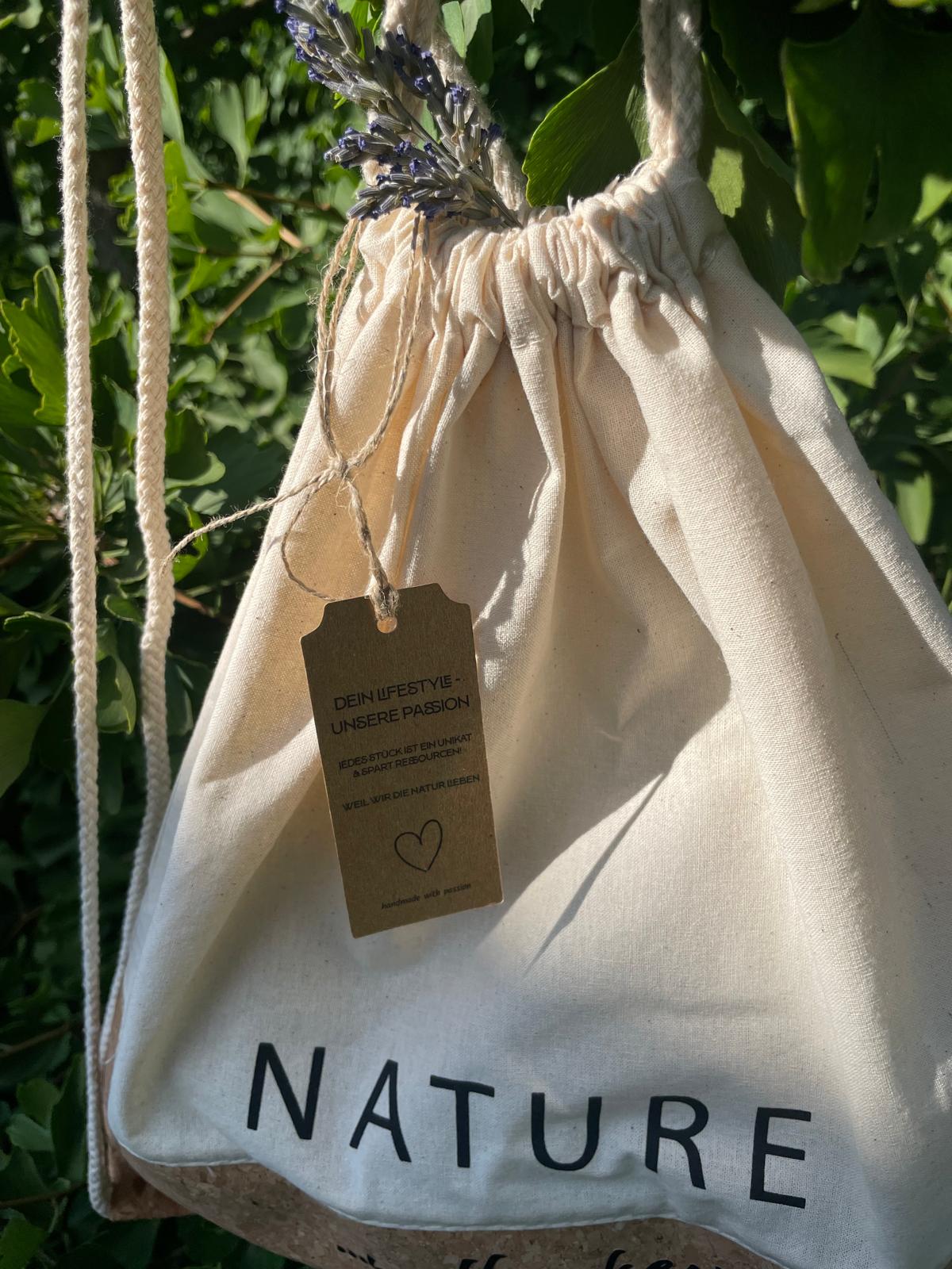Sac à dos NaturLoVer « La nature est la clé » en coton et liège