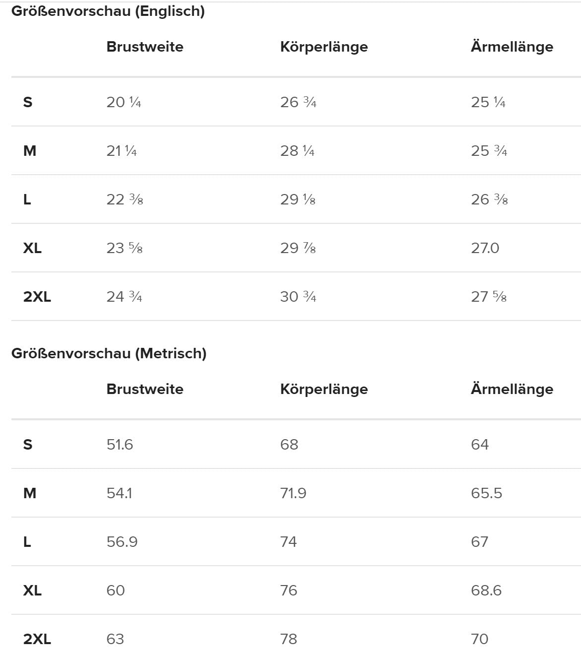 Größentabelle Bio Kapuzenpulli