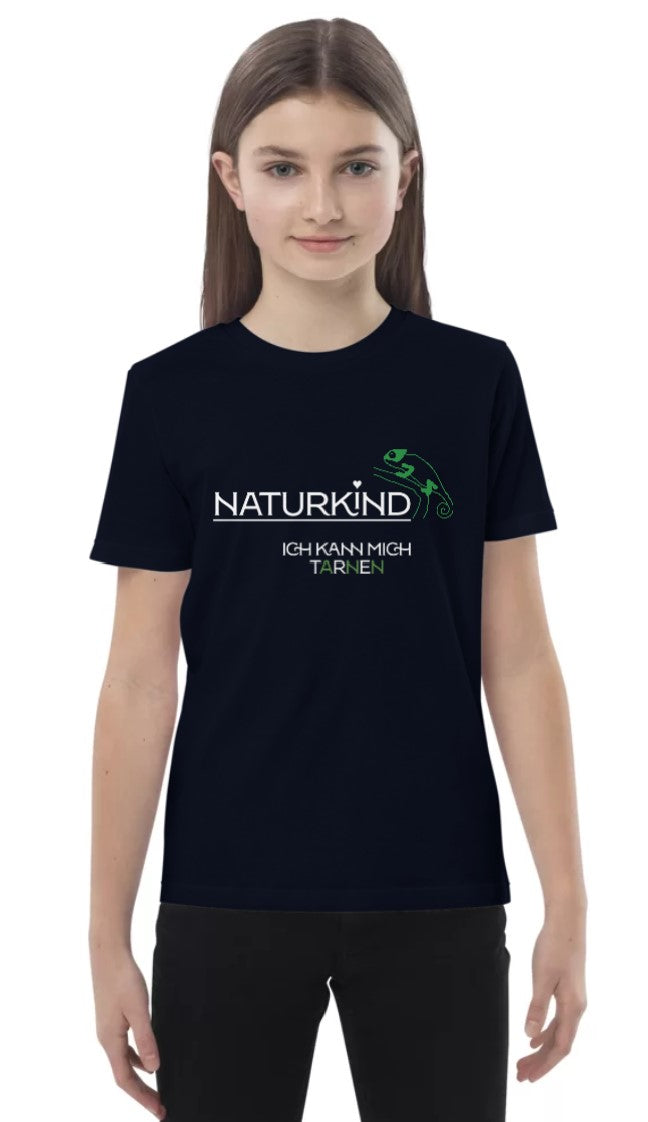 NATURKIND Eco Cotton T-Shirt Chameleon for children, black & navy