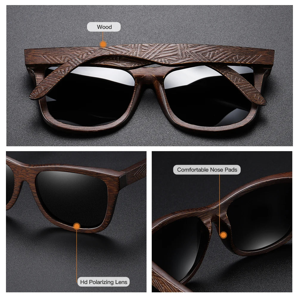 Lunettes de soleil rétro en bambou