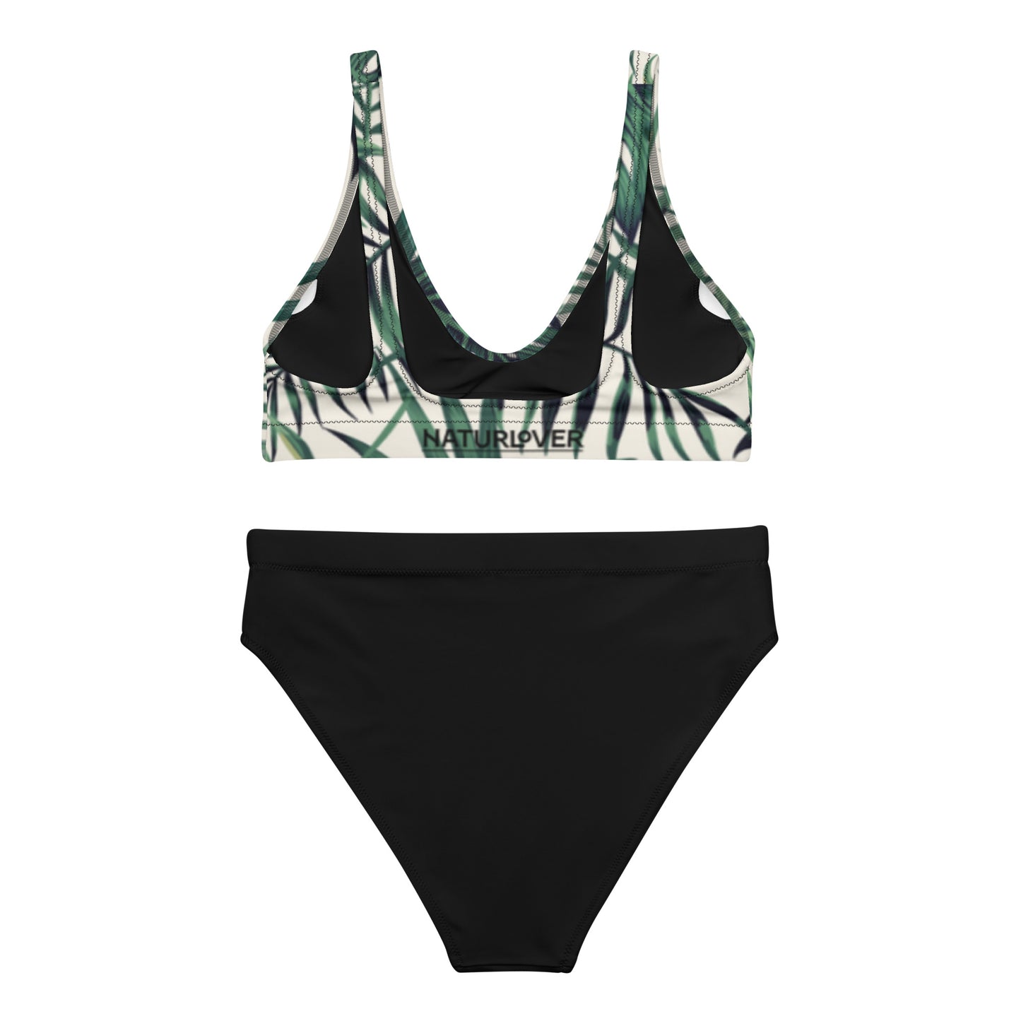 NaturLoVer Allover Recycling Bikini, Green Fern mit schwarzem Slip