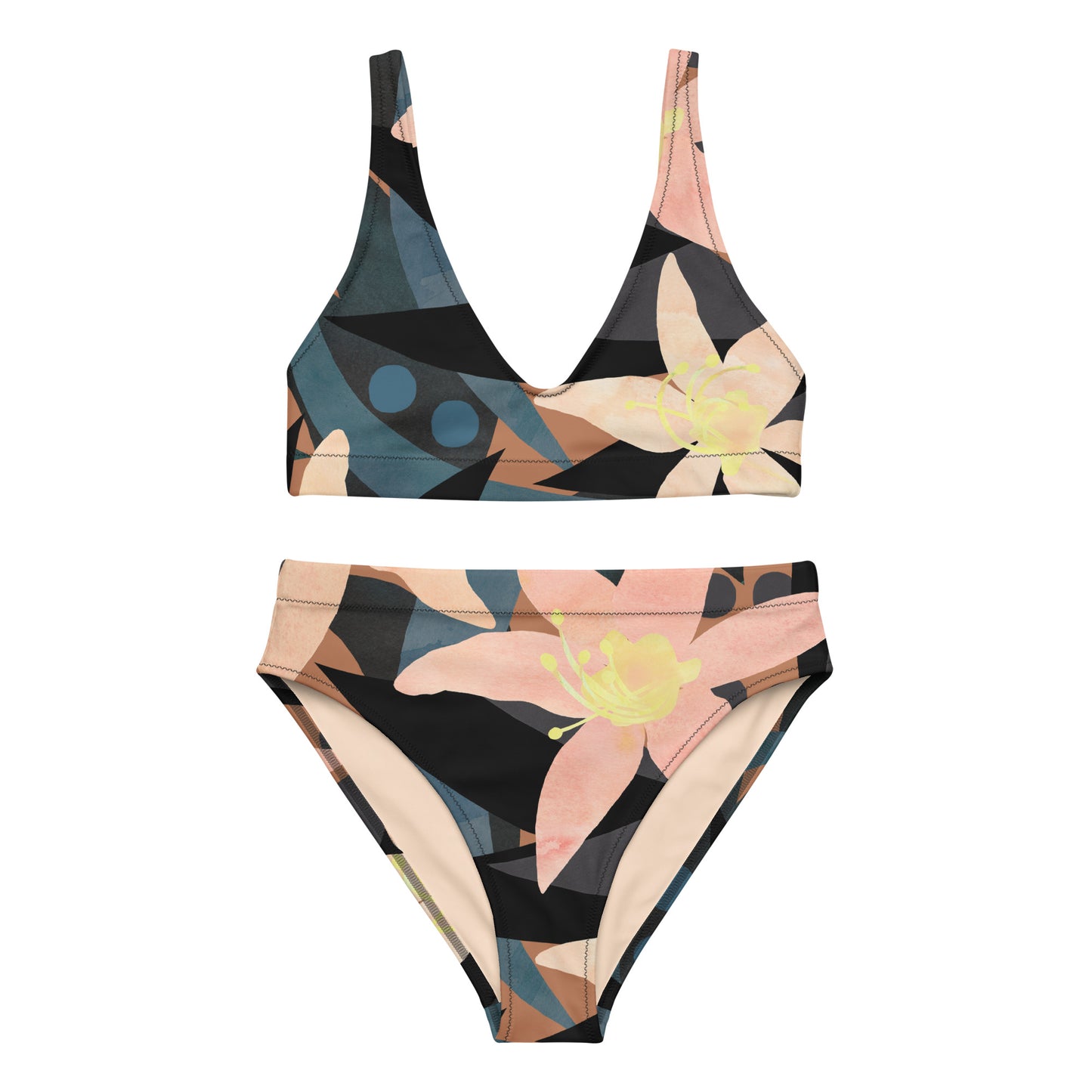 Flower Power Naturlover Recycling Bademode Bikini wunderschöne Blüten Pfirsich farben