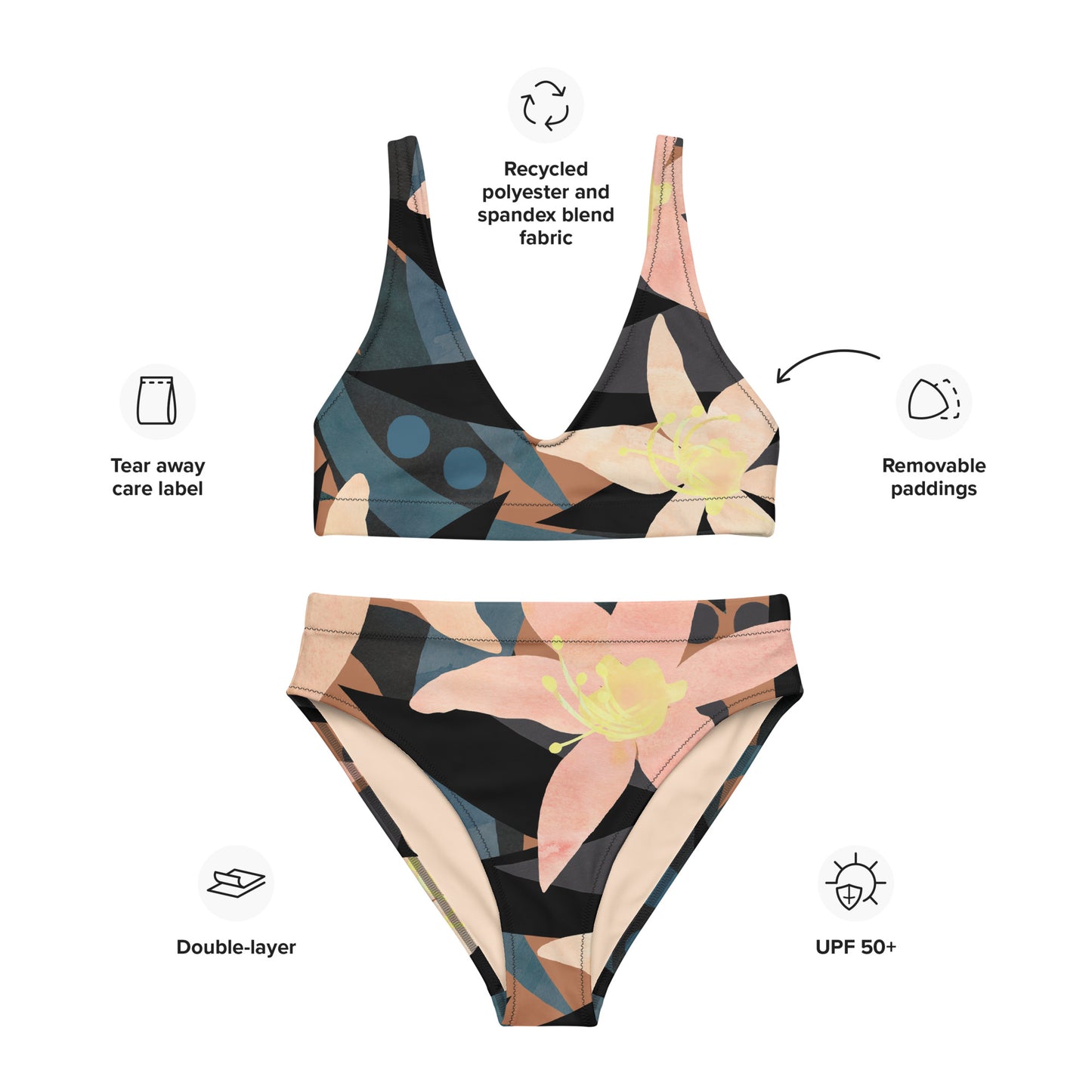Multifunktional Flower Power Naturlover Recycling Bademode Bikini wunderschöne Blüten