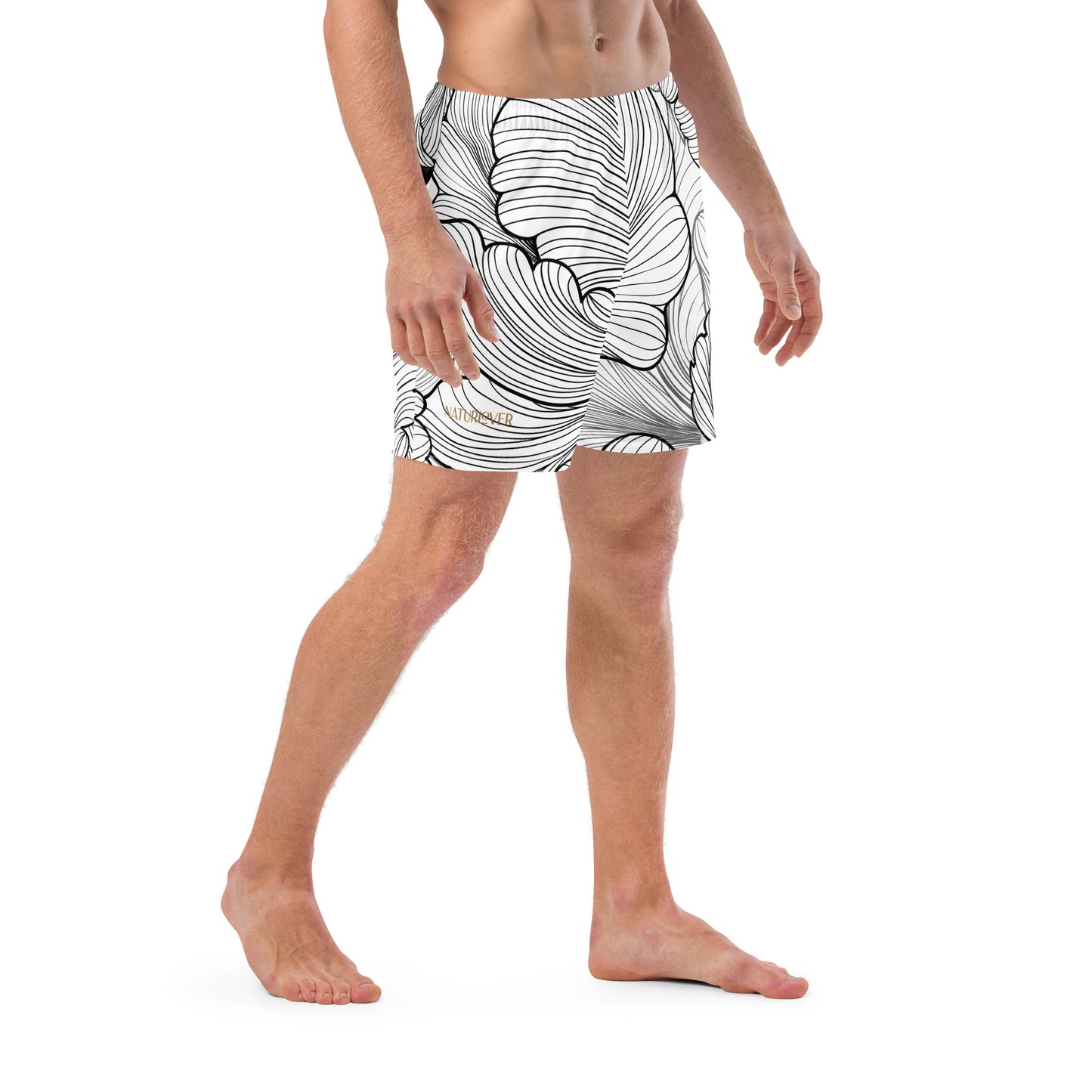Hochwertige Naturlover Recycling Badehose Schwimmshorts Black & White