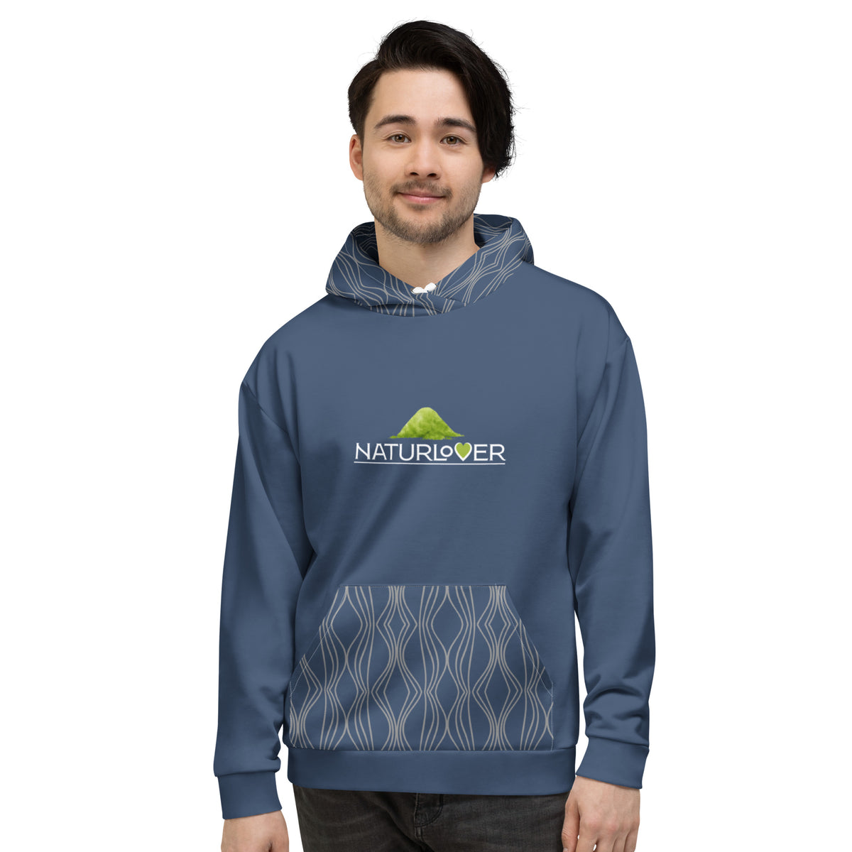 Recycling Kapuzenpullover blau gemustert