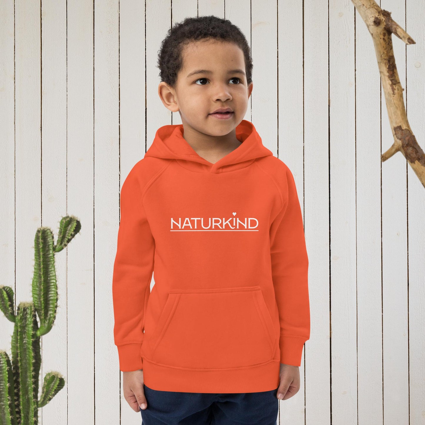 NATURKIND Eco Kapuzenpullover Kids, schwarz + navy + fancy orange