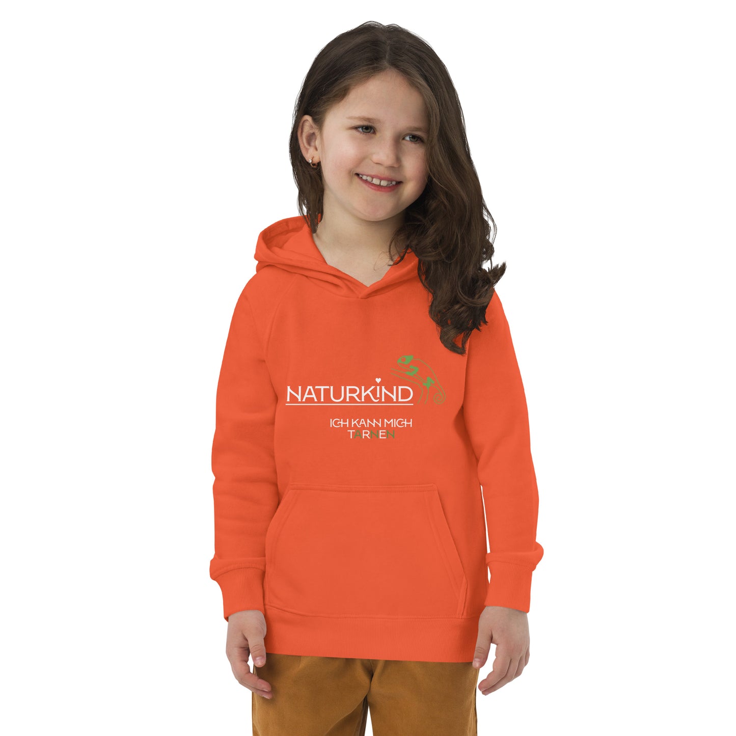 NATURKIND Eco Kapuzenpullover Kids Chamäleon, schwarz + navy + fancy orange
