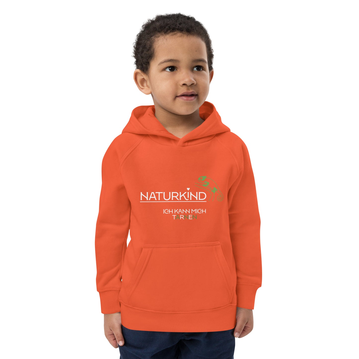 NATURKIND Eco Kapuzenpullover Kids Chamäleon, schwarz + navy + fancy orange