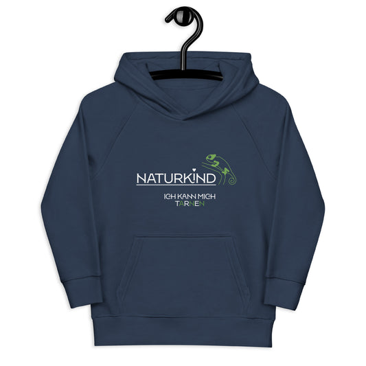 Eco Kapuzenpullover Kids Chamäleon, schwarz + navy + fancy orange