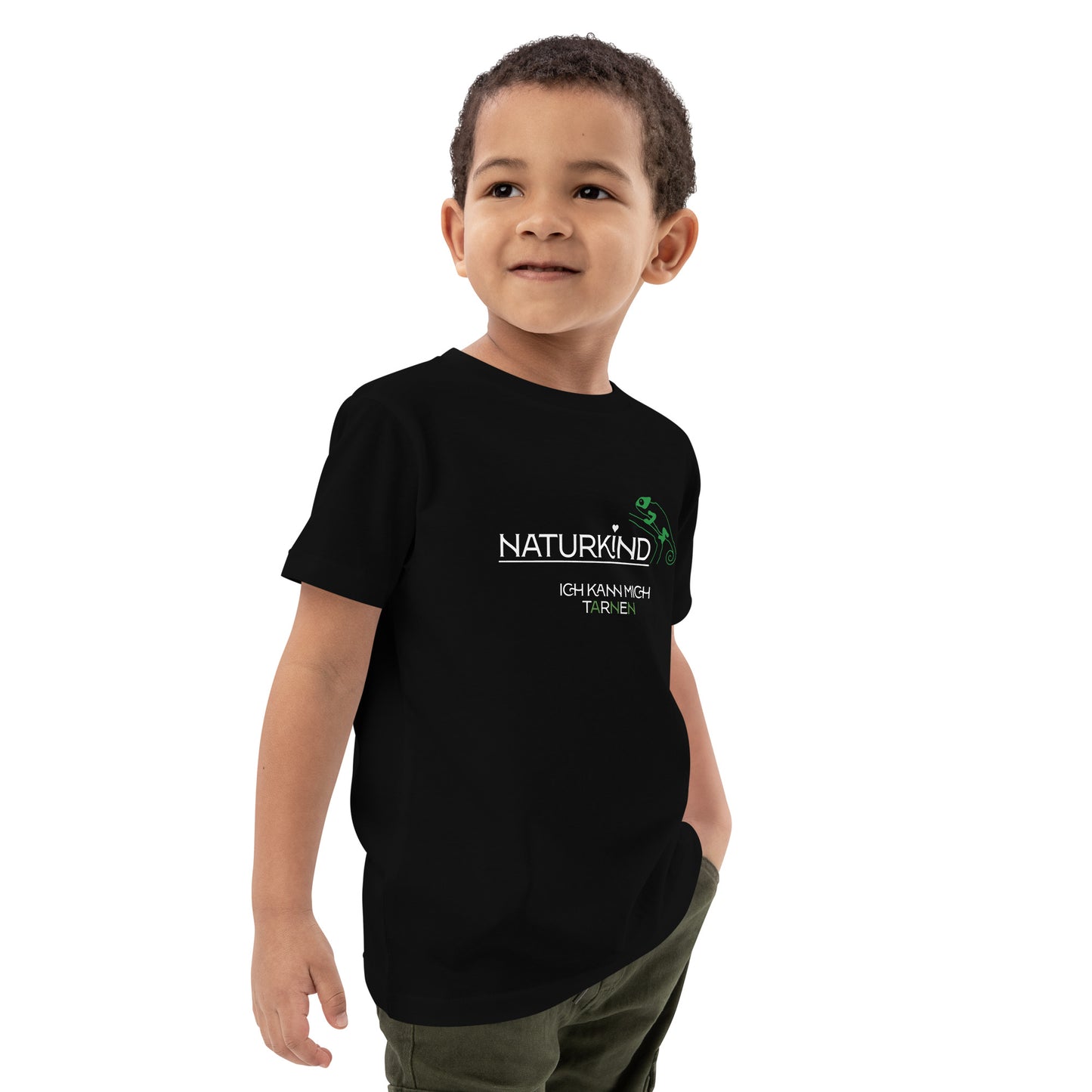NATURKIND Eco Cotton T-Shirt Chameleon for children, black & navy