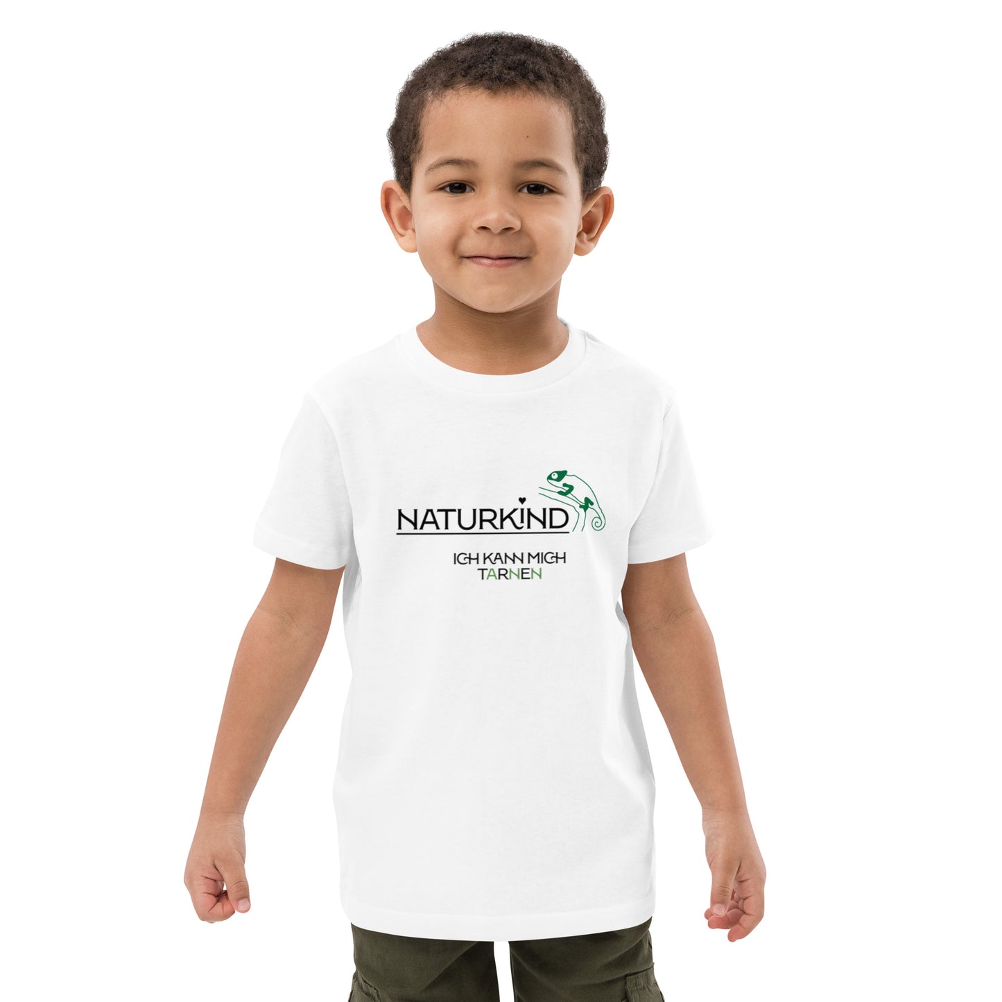 NATURKIND Eco Baumwoll T-Shirt Chamäleon für Kinder, weiß