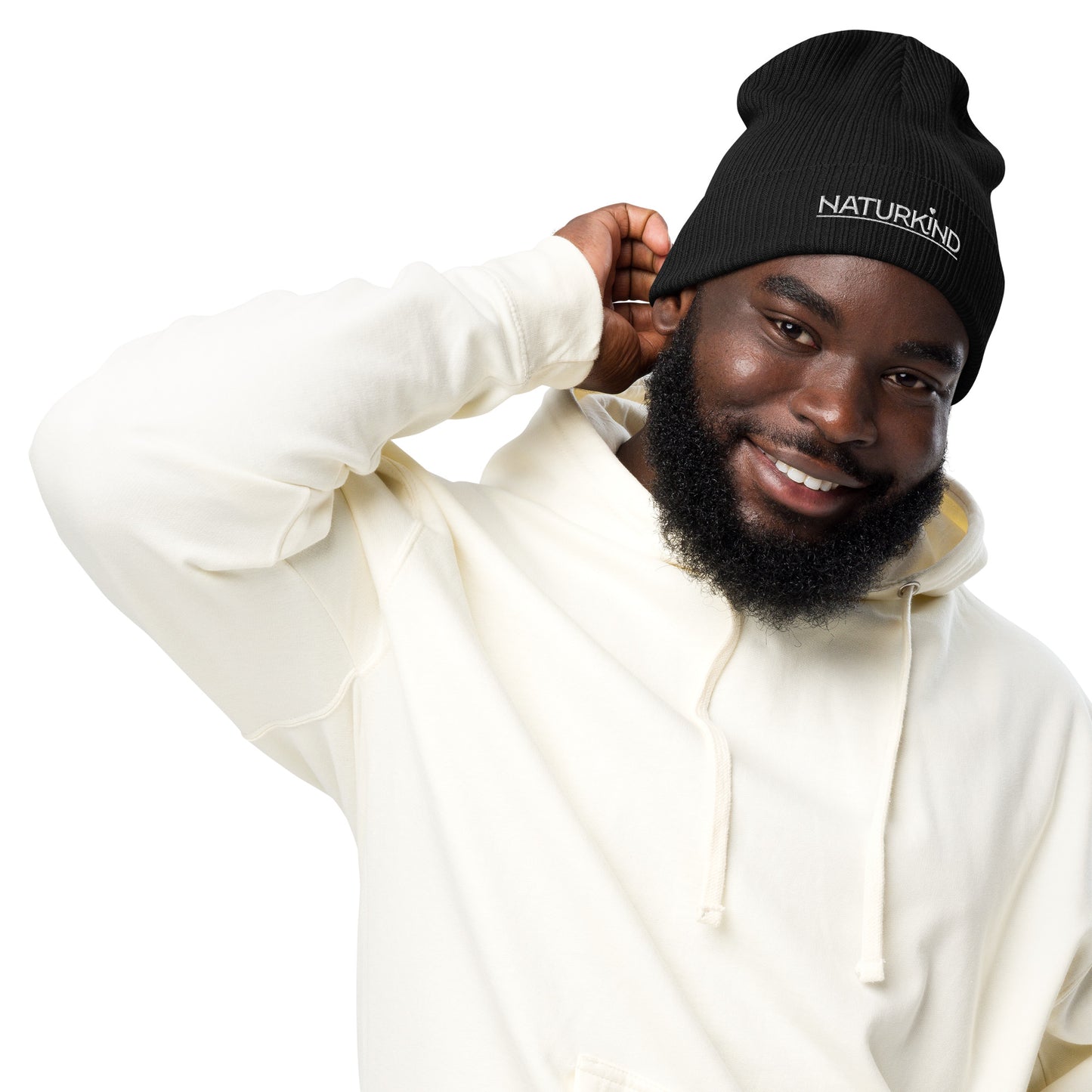 Bonnet/chapeau bio NATURKIND avec broderie blanche