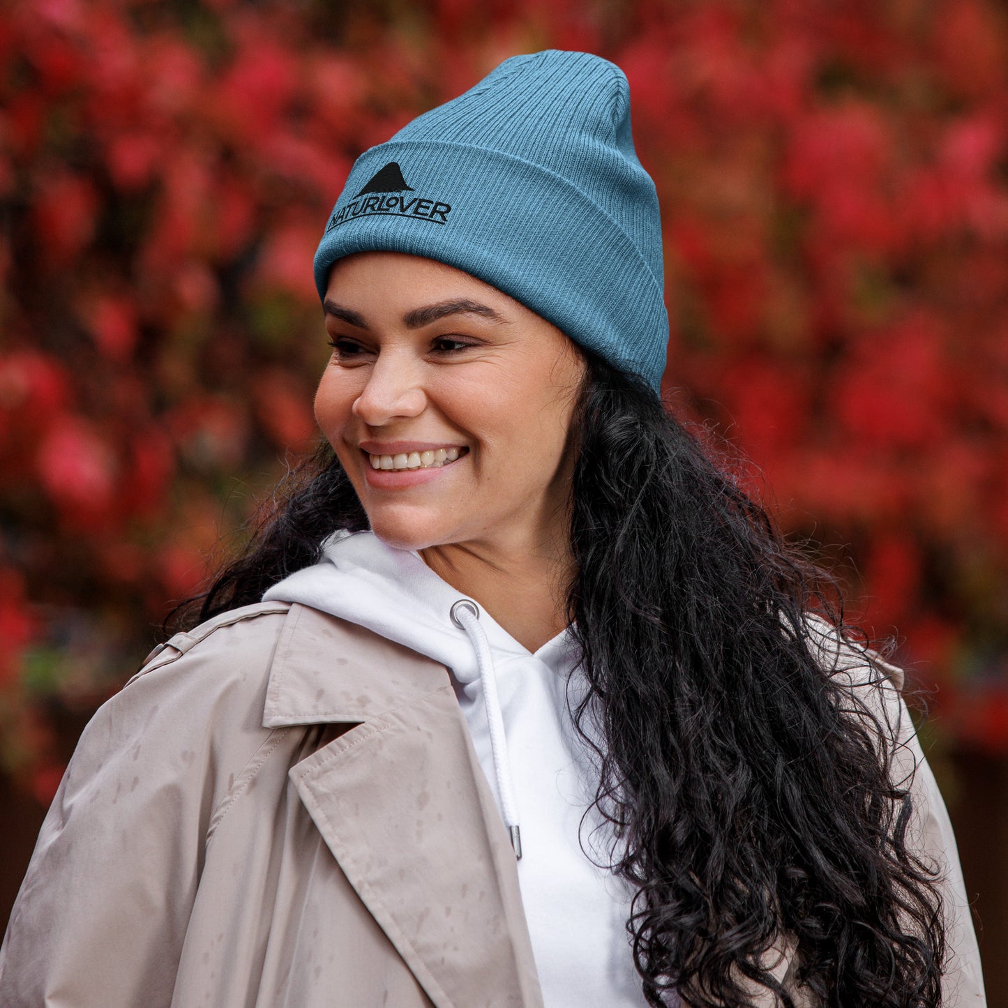 NaturLoVer Bio-Beanie/Mütze mit schwarzer Stickerei