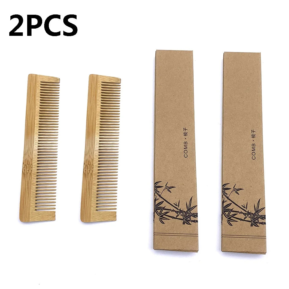 Peigne en bambou naturel, 2 pièces