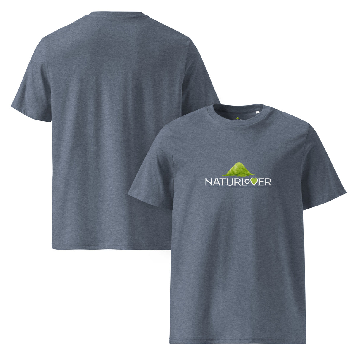 Bio Baumwoll shirt Herz grau blau