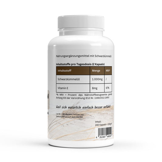 Schwarzkümmelöl Kapseln mit Vitamin E