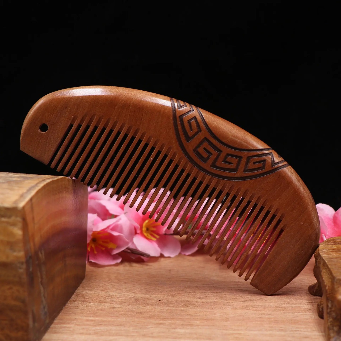 Wooden comb made of peach wood