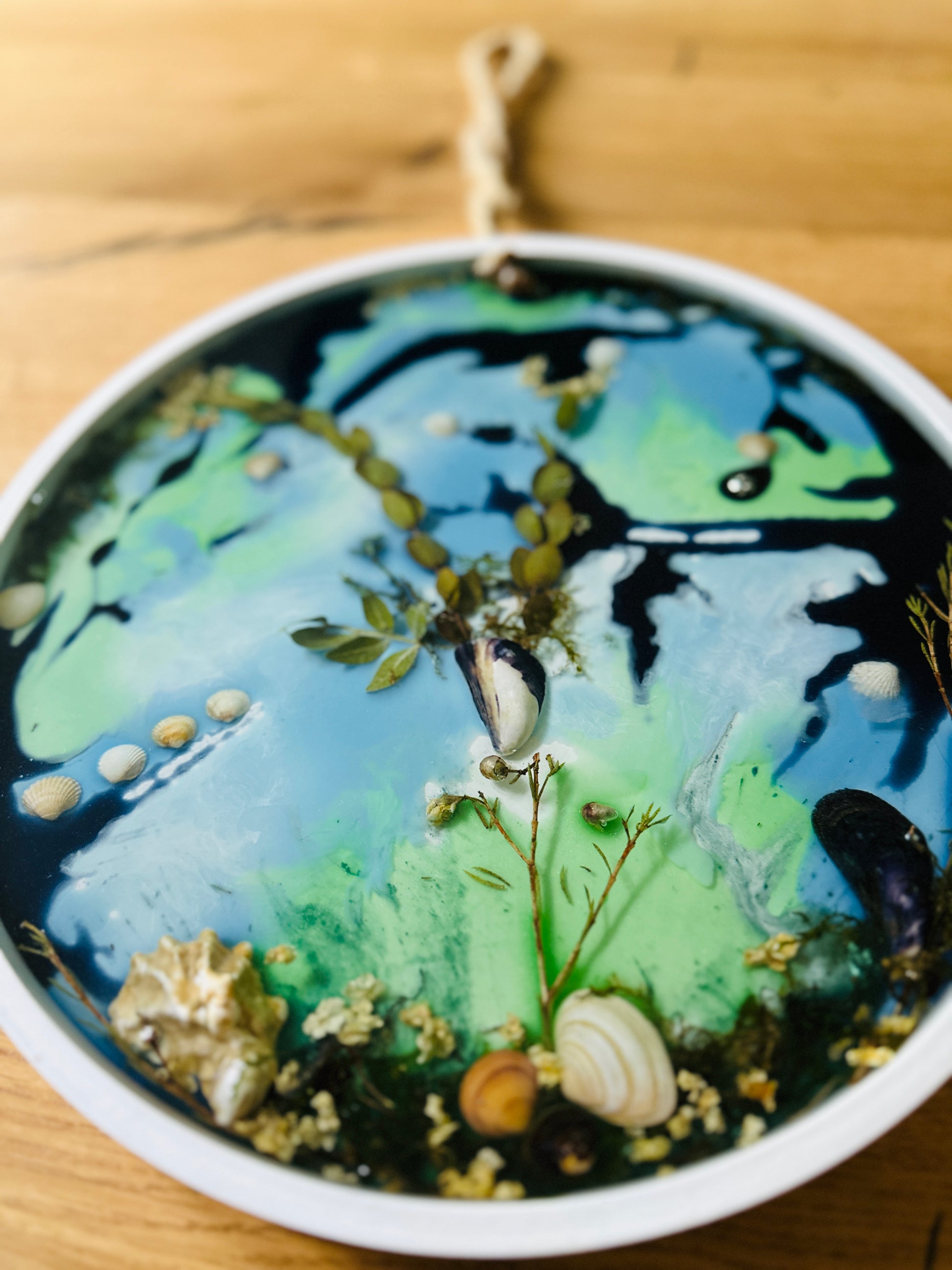 Epoxid Bild Deko Muscheln Pflanzen 