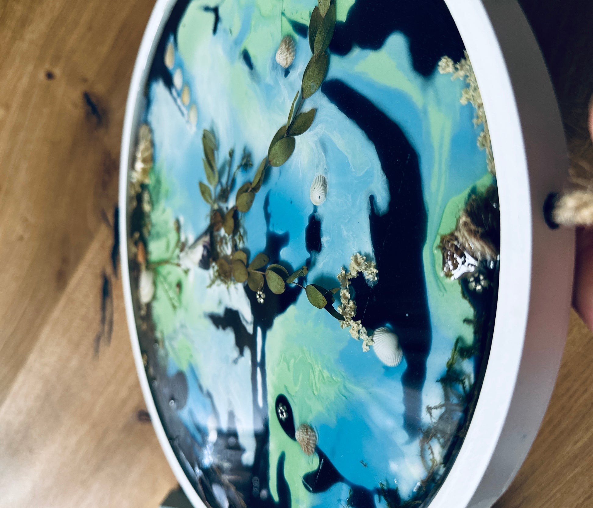 Wandbild Epoxid mit Pflanzen und Muscheln Moos 
