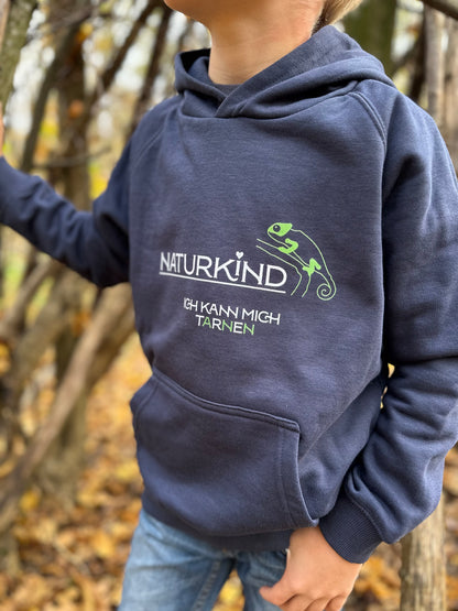 NATURKIND Eco Hoodie Kids Chameleon, black + navy + fancy orange