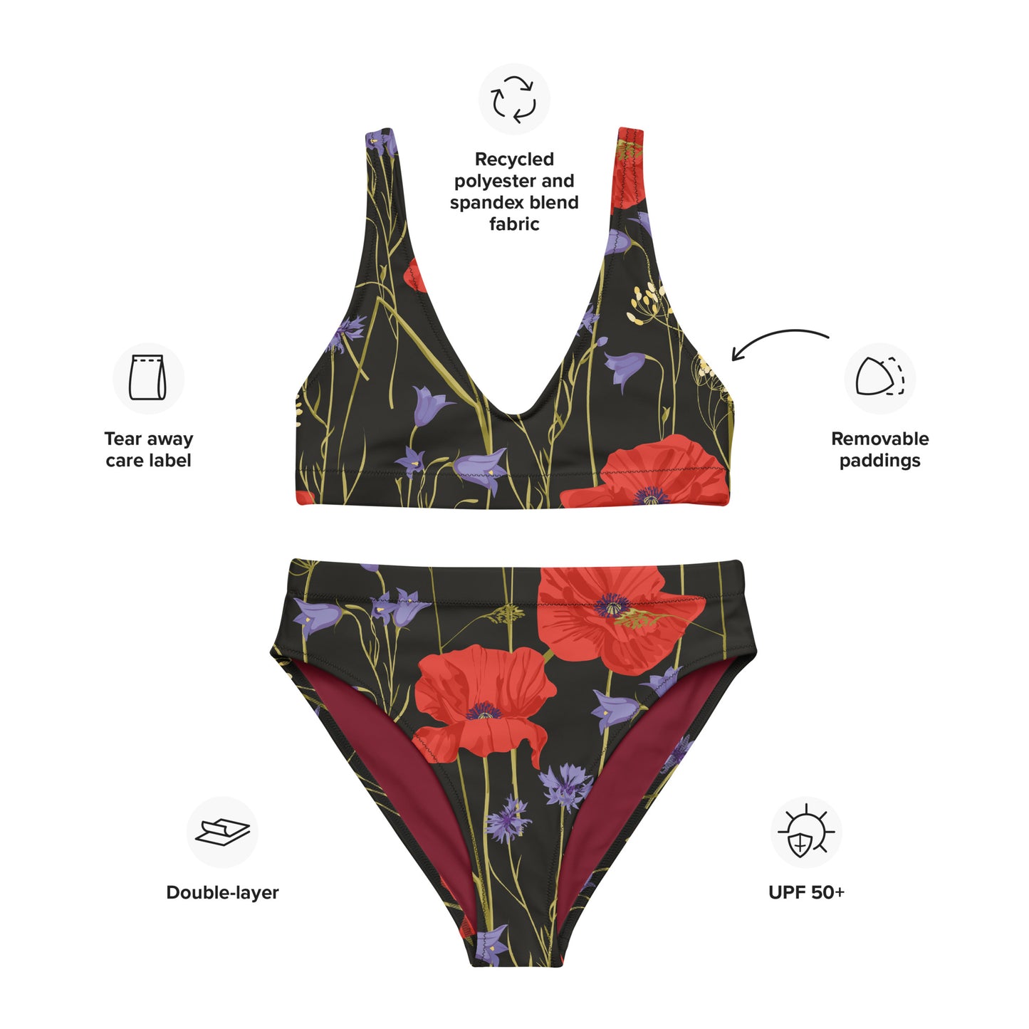 Recycling Bademode Bikini Klatschmohn 