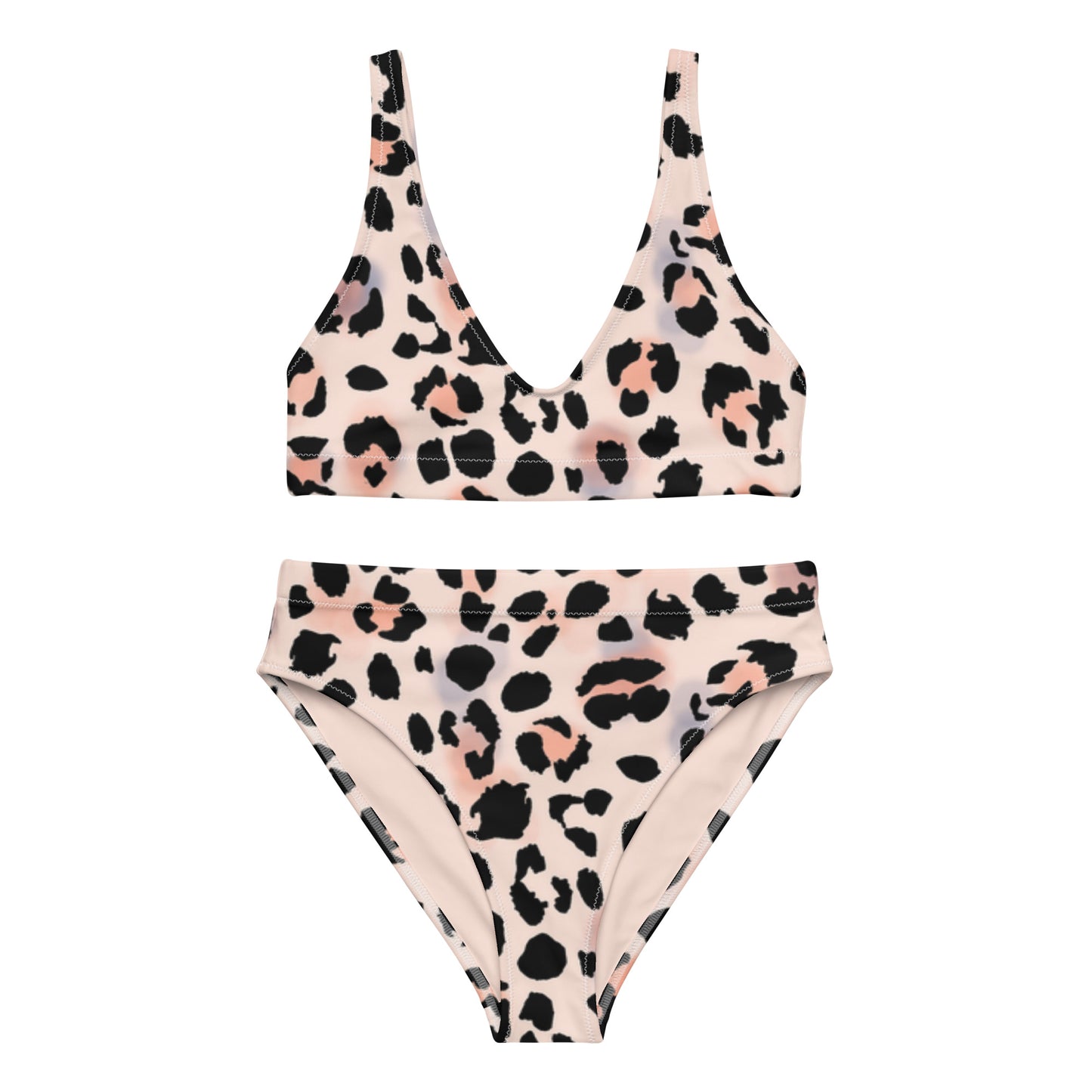 High Waste Bikini Leopardenmuster rosa