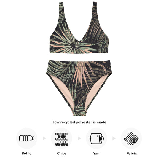 Recycling Bikini schwarz gemustert 