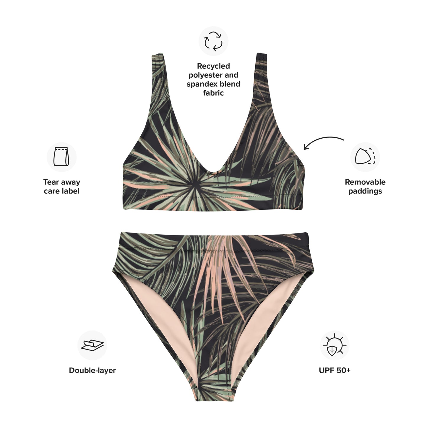 NATURKIND Allover Recycling Bikini, schwarz gemustert