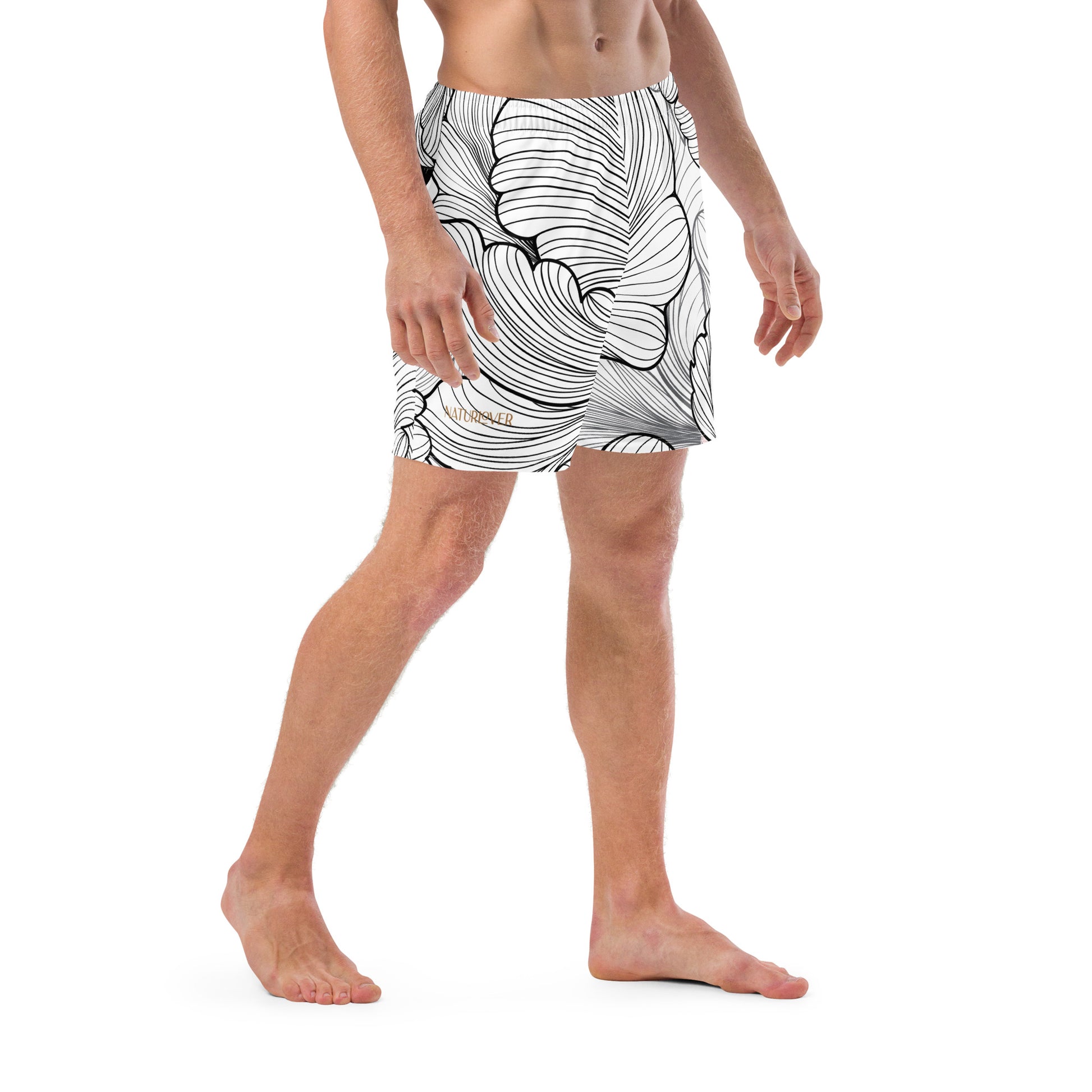 Hochwertige Naturlover Recycling Badehose Schwimmshorts Black & White