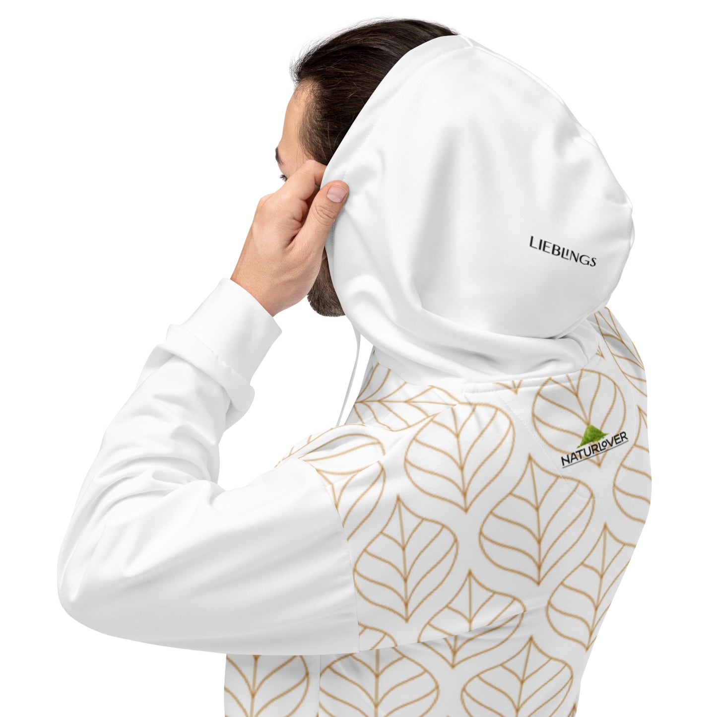 Recycling Kapuzenpullover weiss gemustert