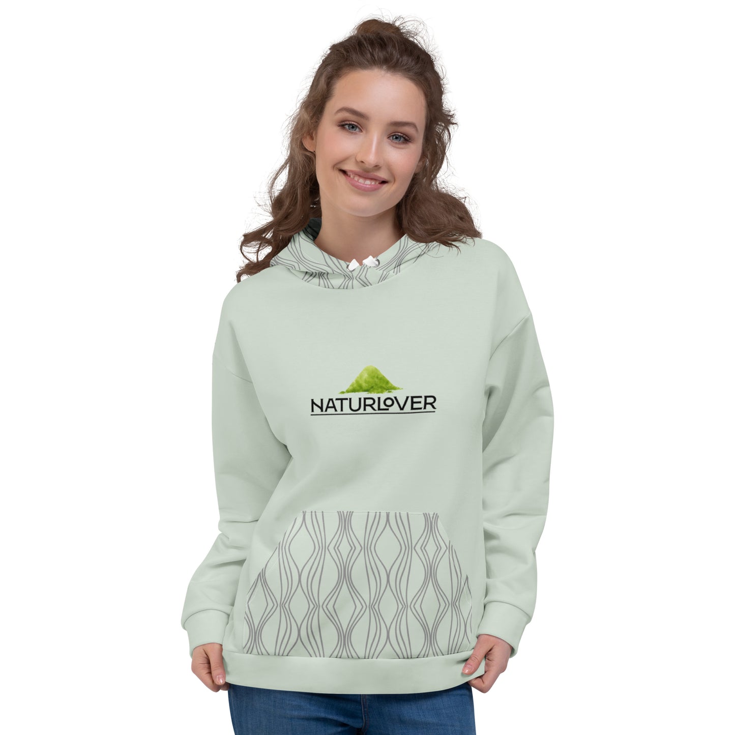 Recycling Kapuzenpullover mint grün gemustert