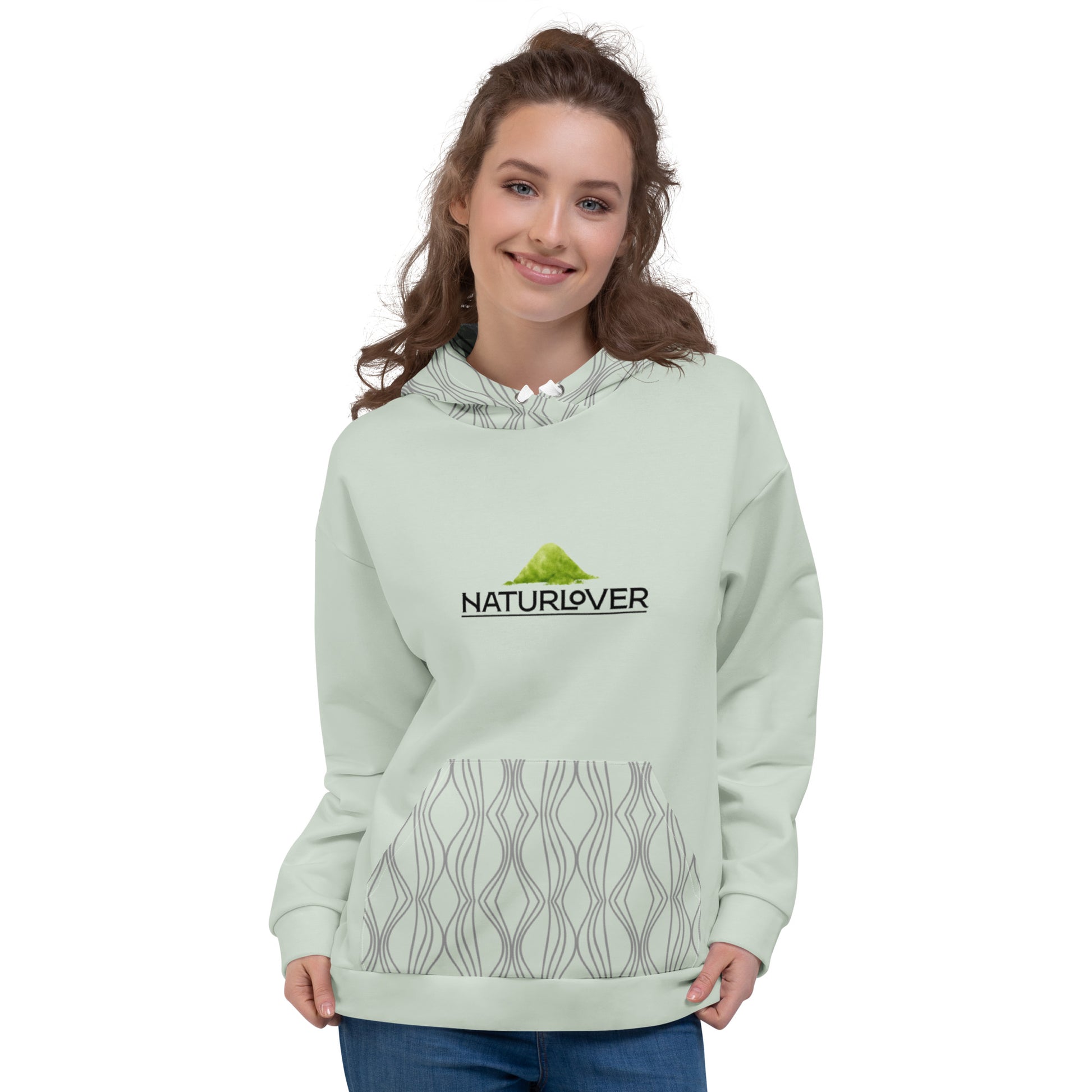 Recycling Kapuzenpullover mint grün gemustert