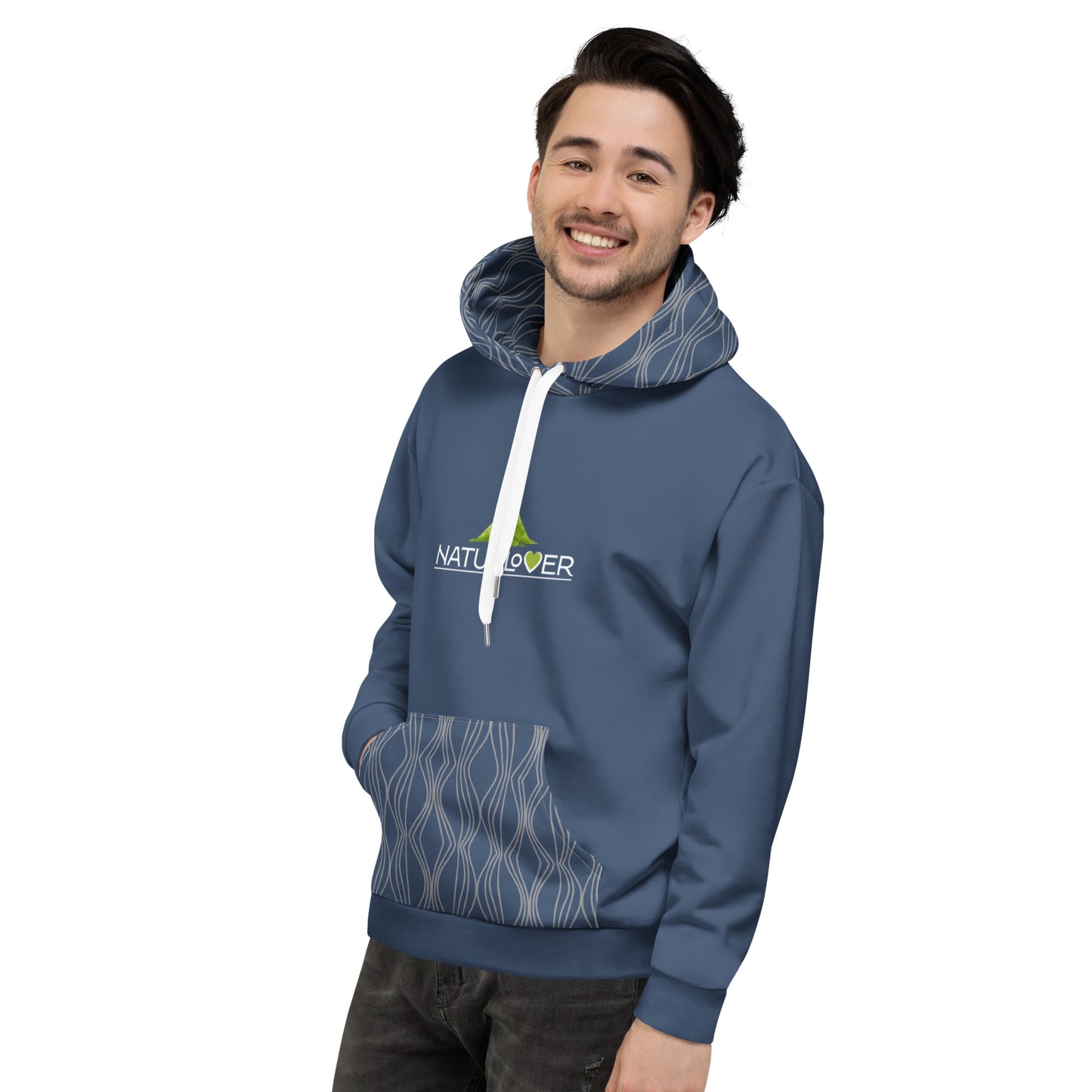 Recycling Kapuzenpullover blau gemustert