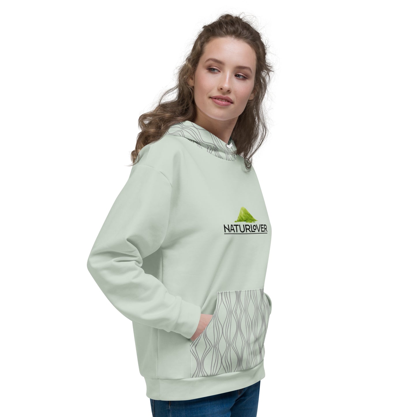 Recycling Kapuzenpullover mint grün gemustert