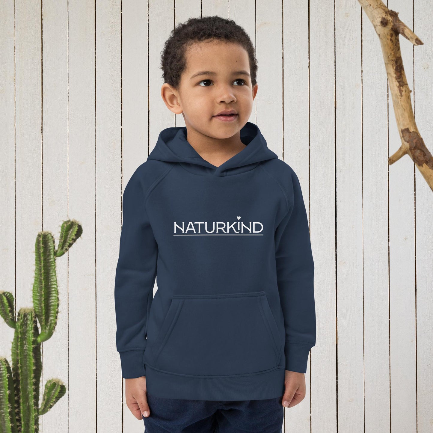 NATURKIND Eco Hoodie Kids, black + navy + fancy orange