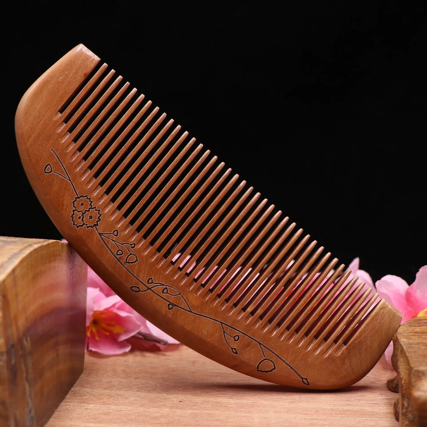 Wooden comb made of peach wood