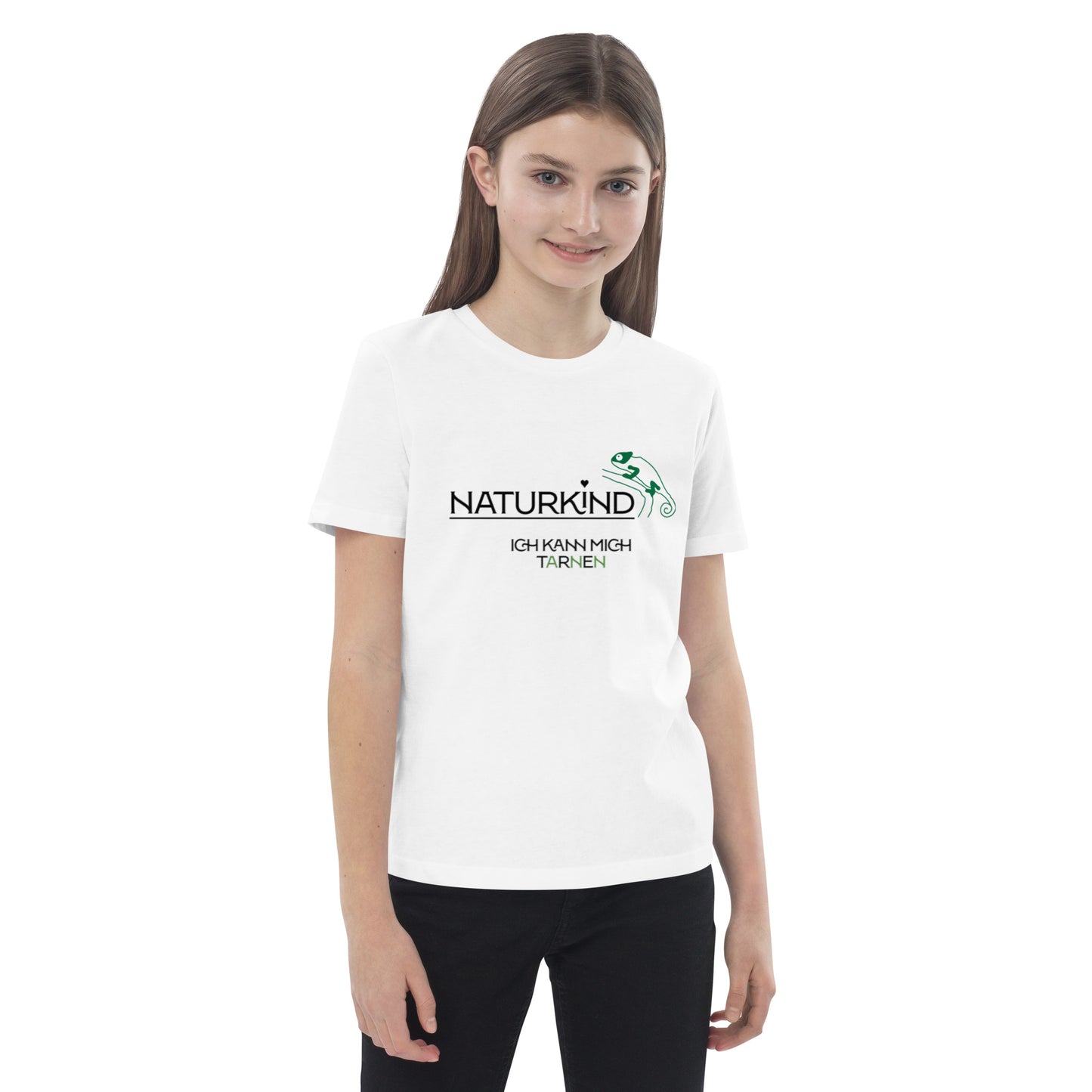 NATURKIND eco-cotton T-shirt for children - Chameleon, white