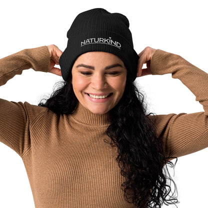 NATURKIND organic beanie/hat with white embroidery