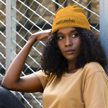 NATURKIND organic beanie/hat with black embroidery