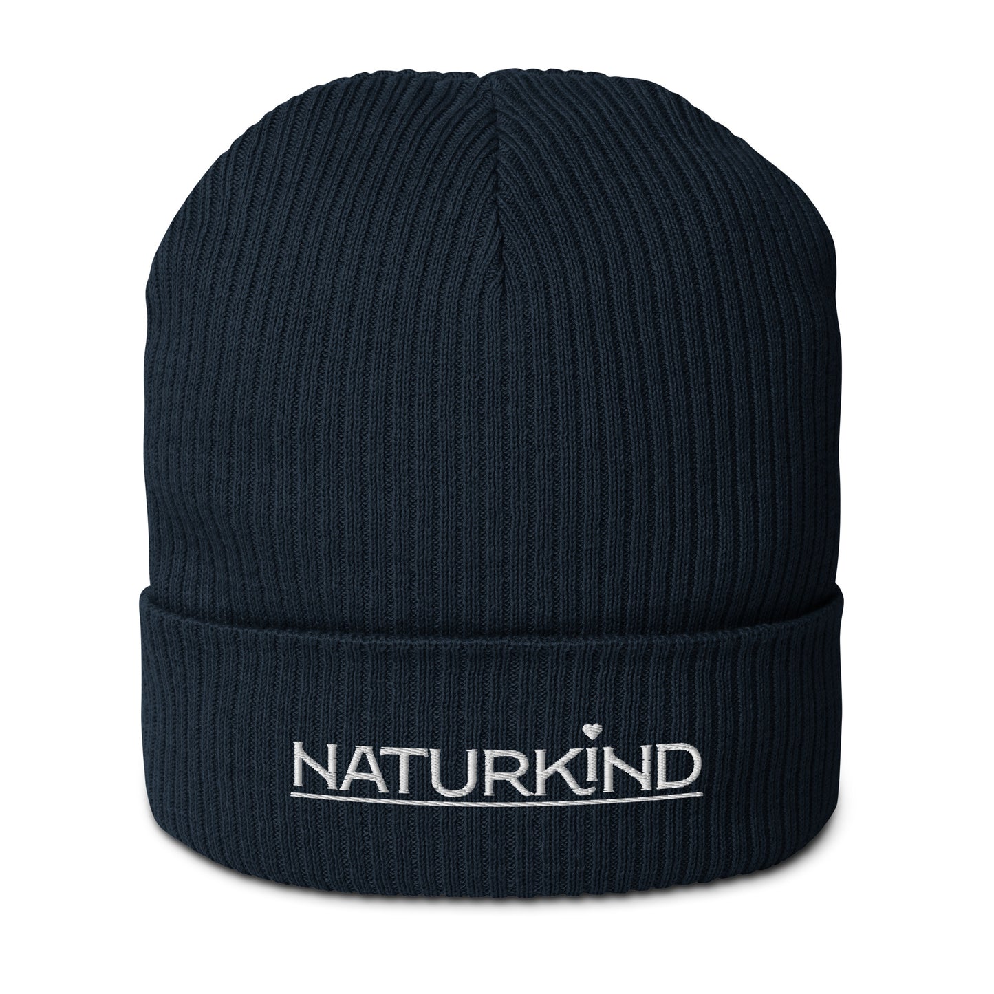 NATURKIND organic beanie/hat with white embroidery