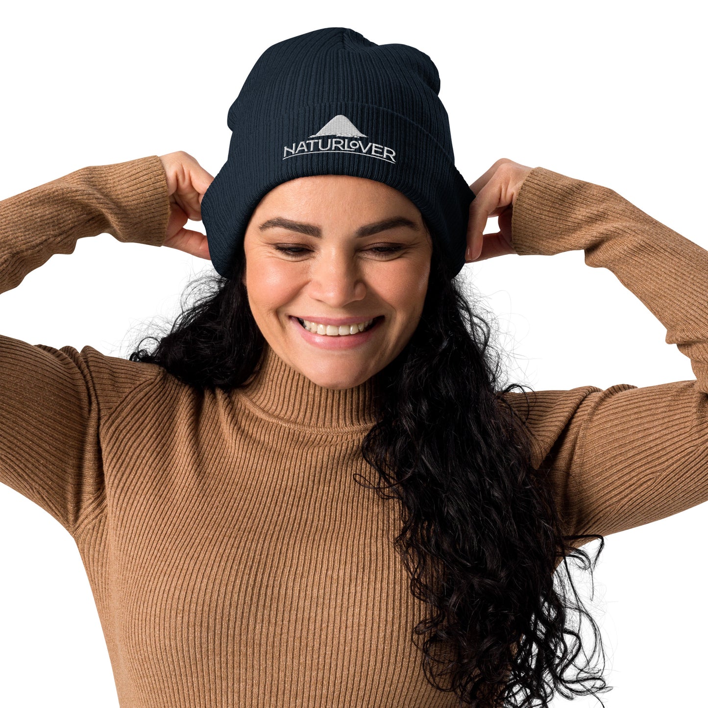 NaturLoVer organic beanie/hat with white embroidery