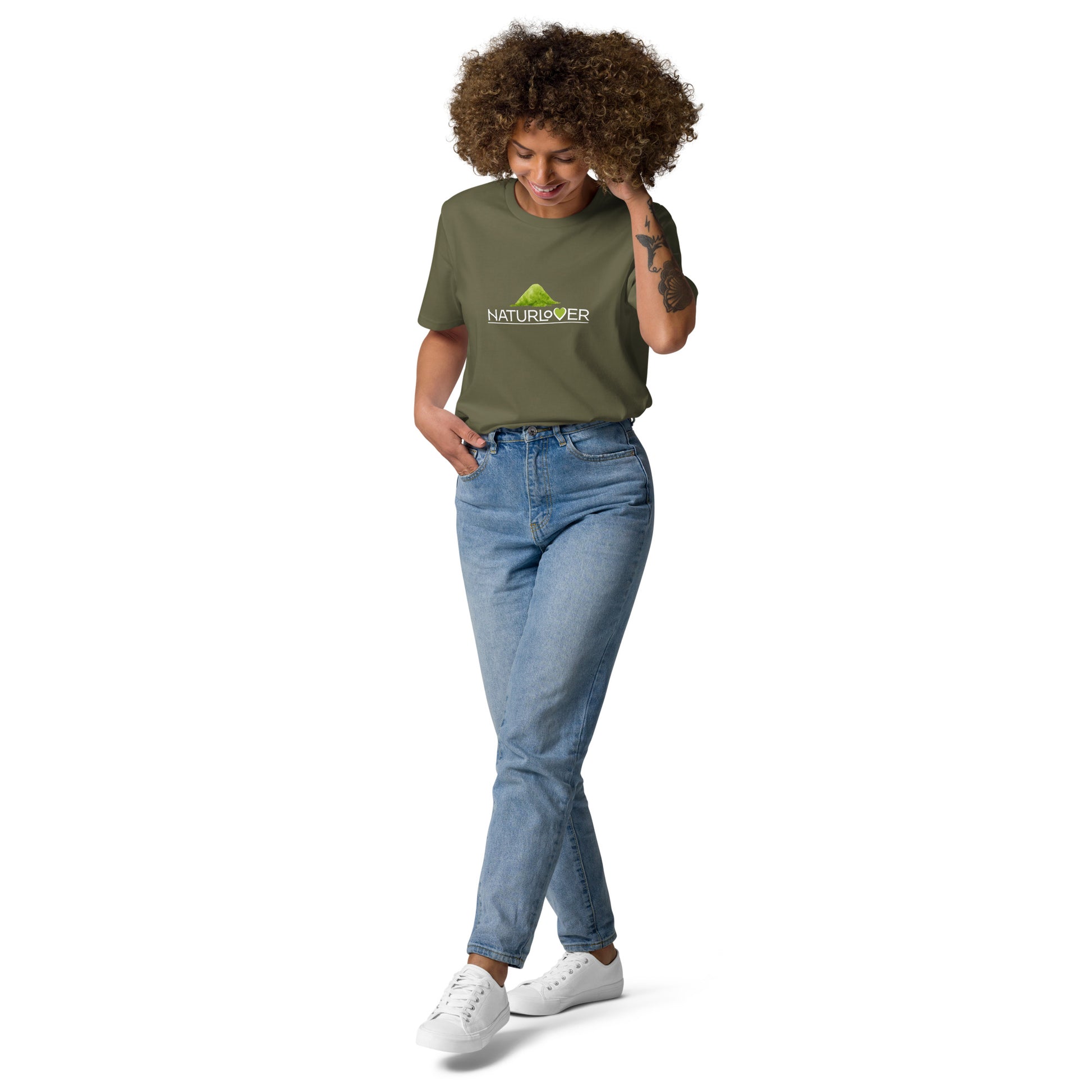 Bio Baumwoll shirt Herz grau grün olive 