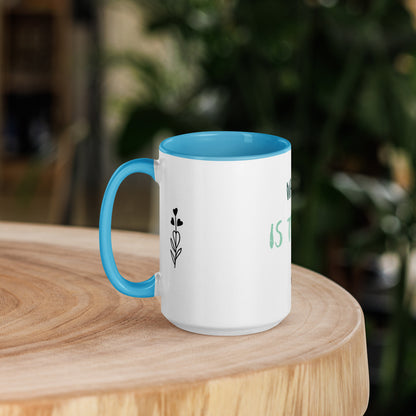 XL Tasse Natur Blümchen blau