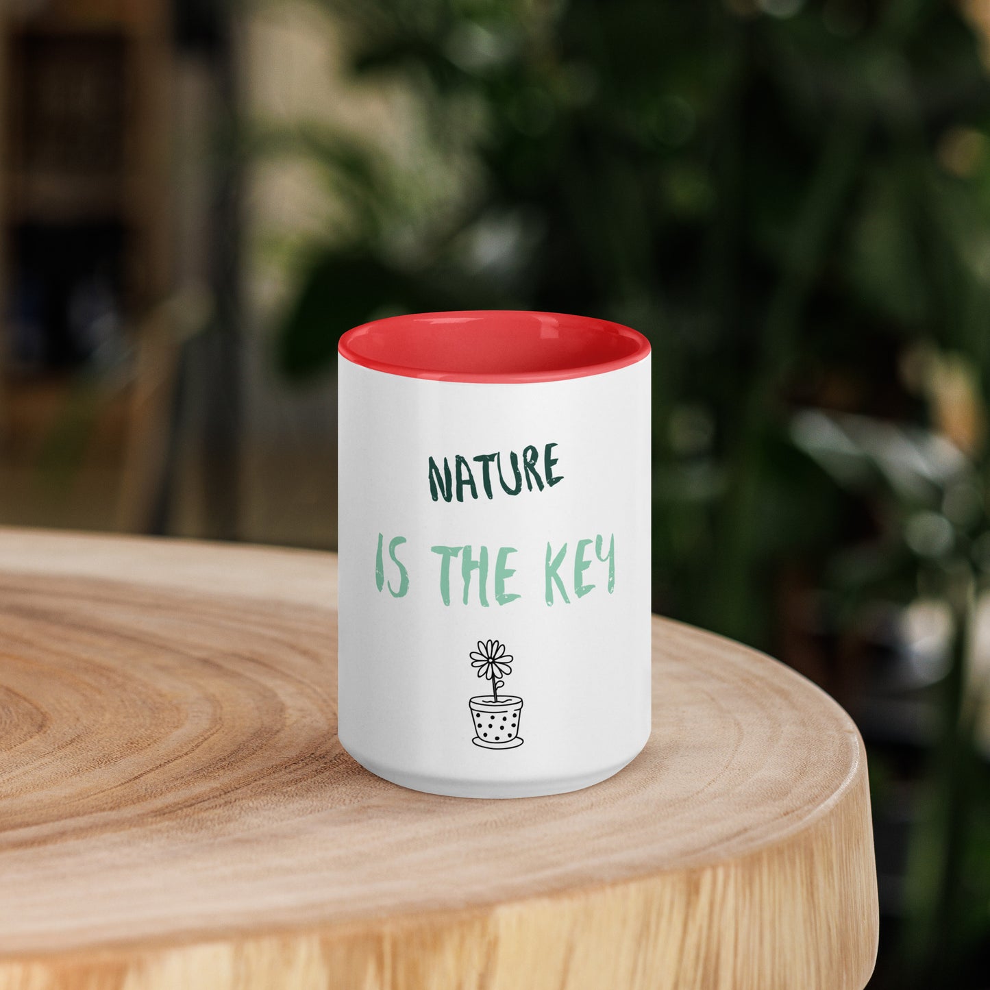 XL Tasse Natur Blümchen rot