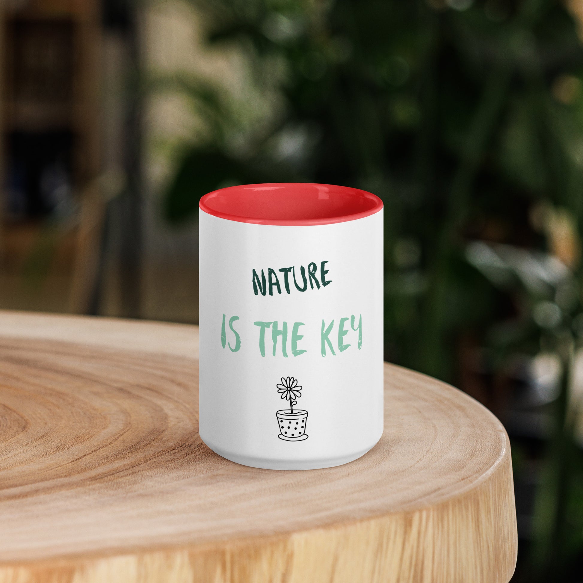 XL Tasse Natur Blümchen rot