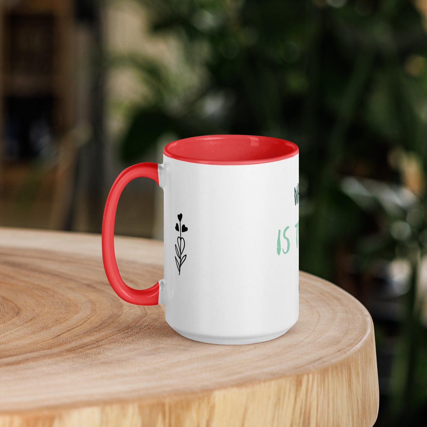 XL Tasse Natur Blümchen rot